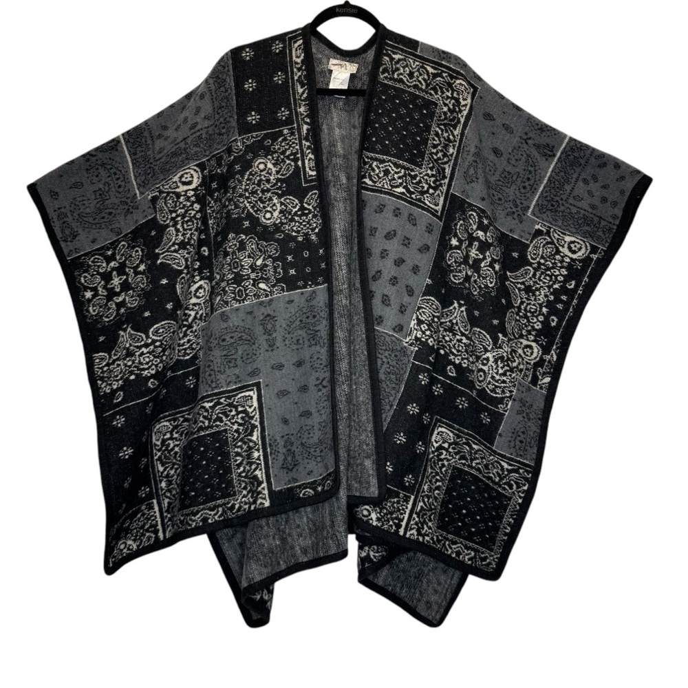Free People Multi Color Patchwork Bandana Sweater Shawl One Size